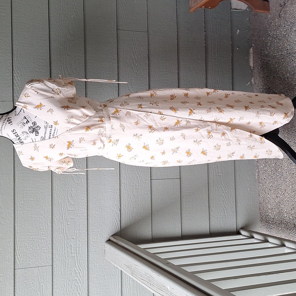 NWT Madewell Silk Floral Faux Wrap Midi Dress Size 2 Cream Golden Yellow - Picture 4 of 15